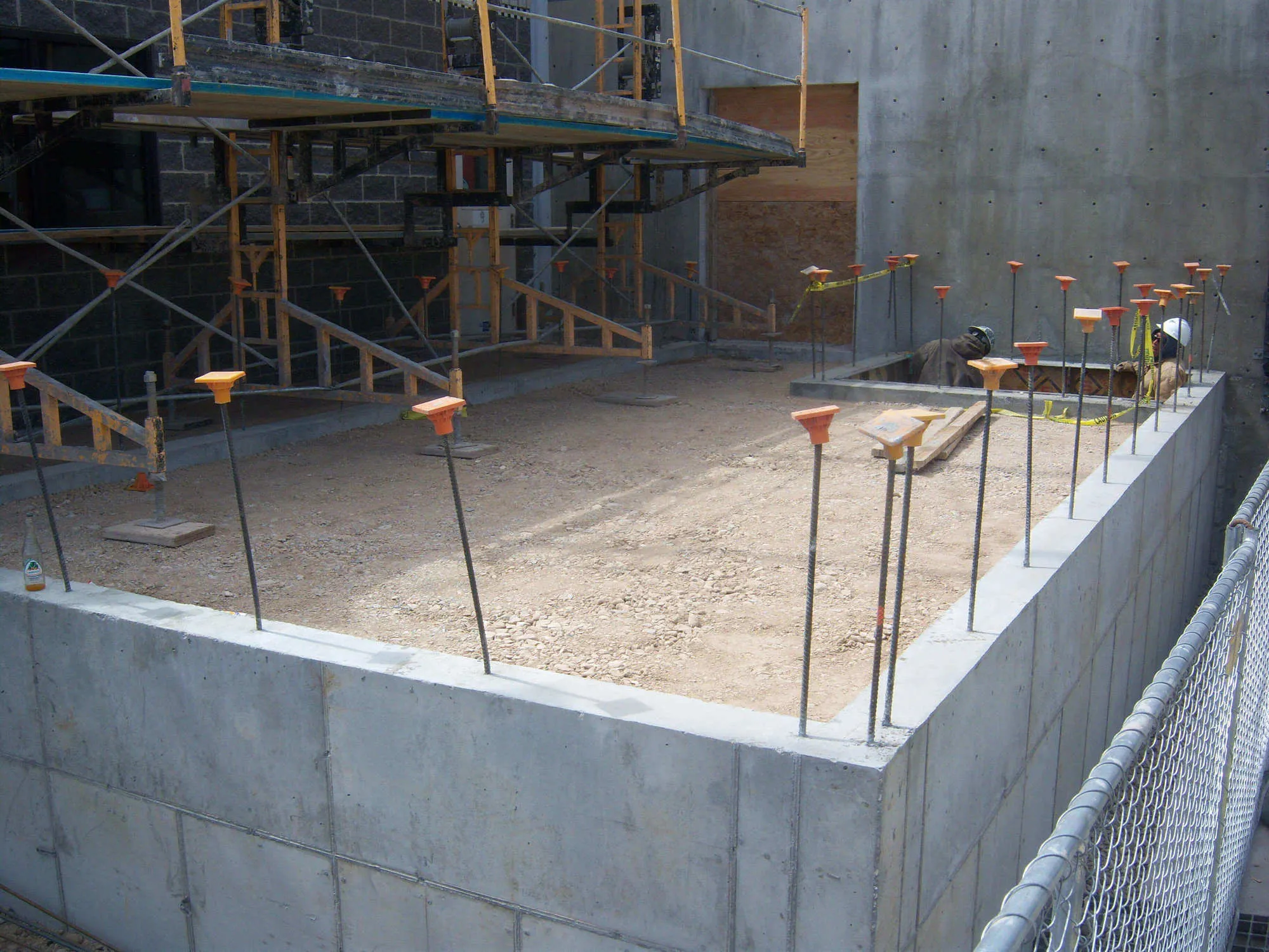 Concrete block structure with rectangular opening on concrete surface